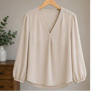 Sand V Neck Top